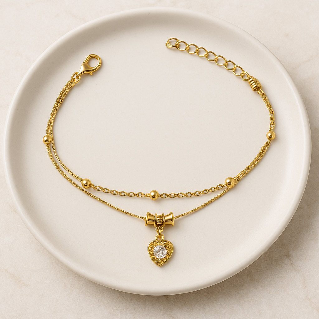 GL: 18k Gold-Plated Heart Charm Anklet for Women