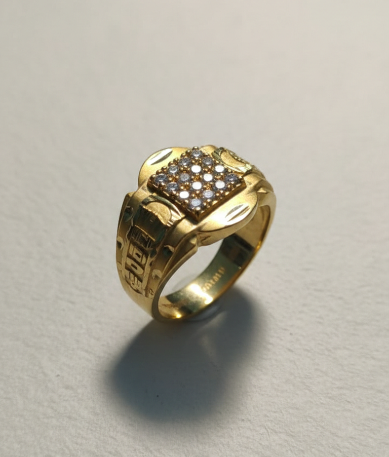 Golden Love: Midnight Gold Pave Signet Promise Ring