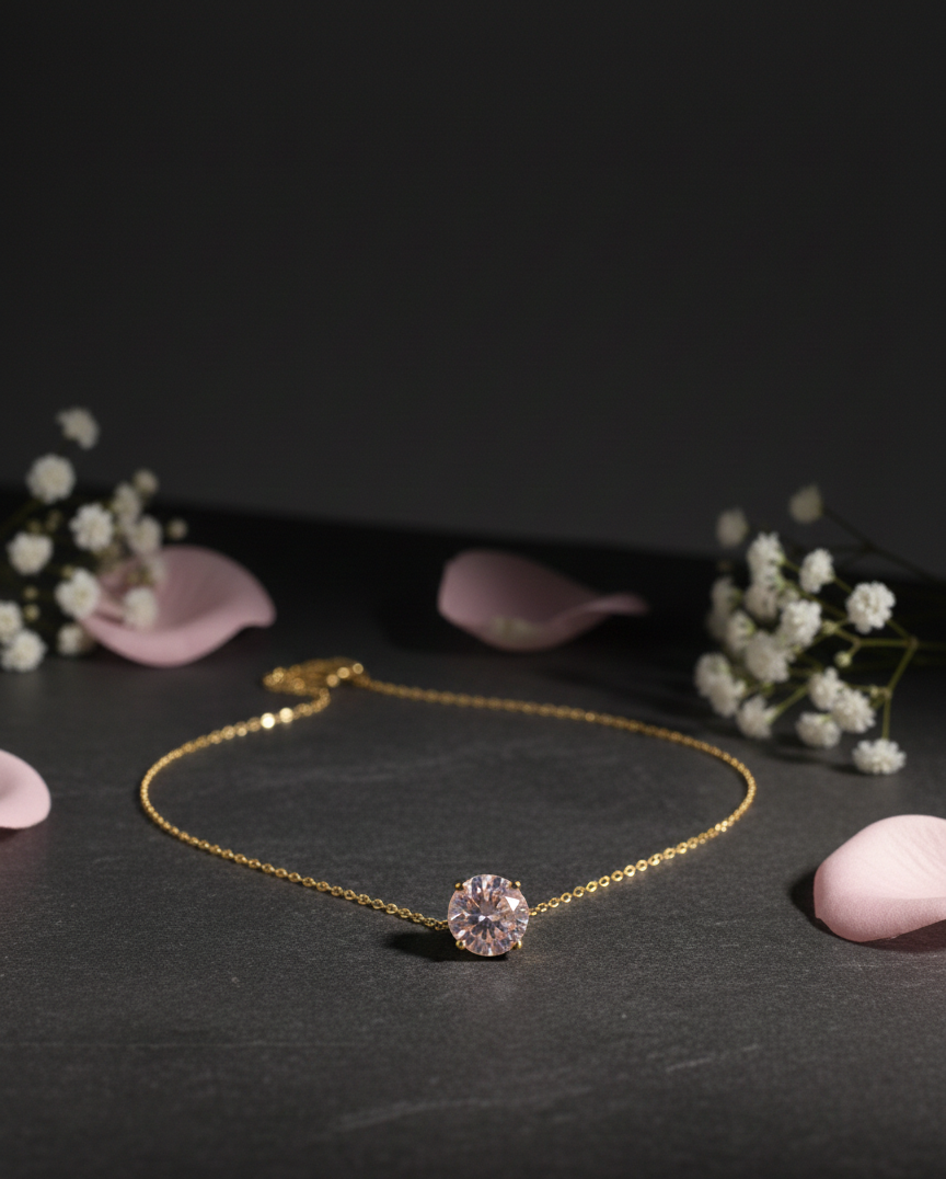 Golden Love: Gold Diamond Pendant & Triple Stone Bracelet Set | Couple Jewellery