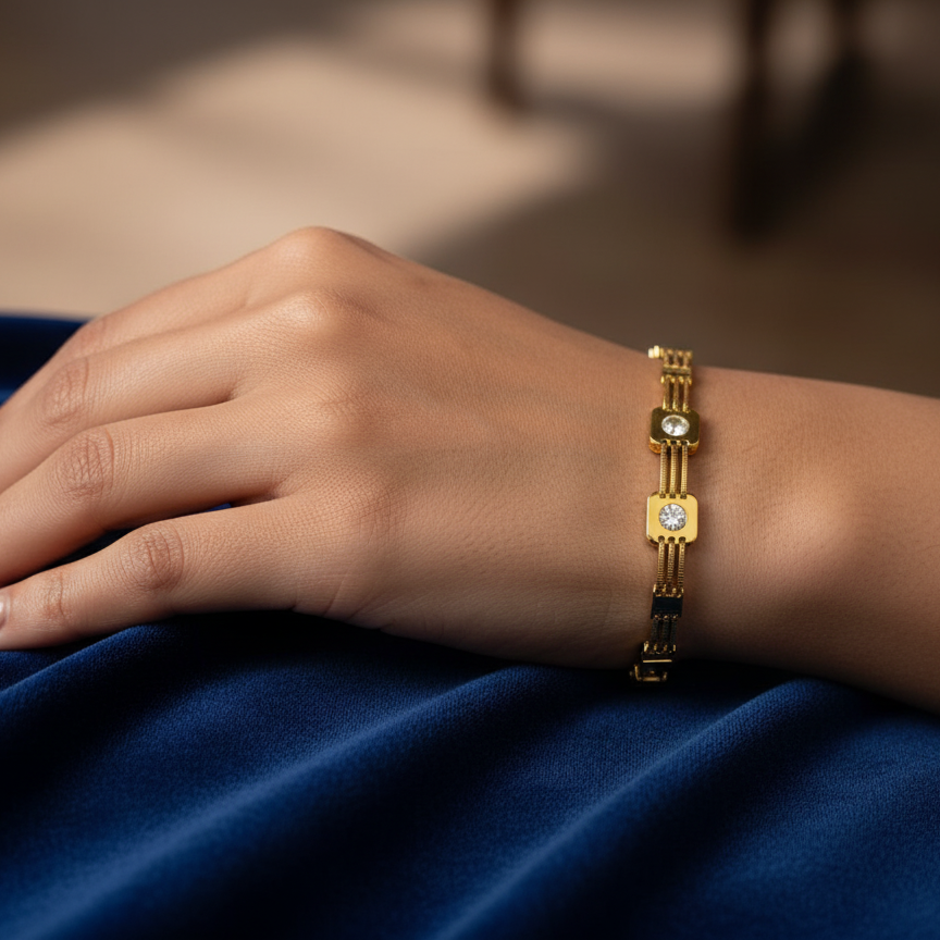 GL: Women's Gold-Plated CZ Stone Bracelet