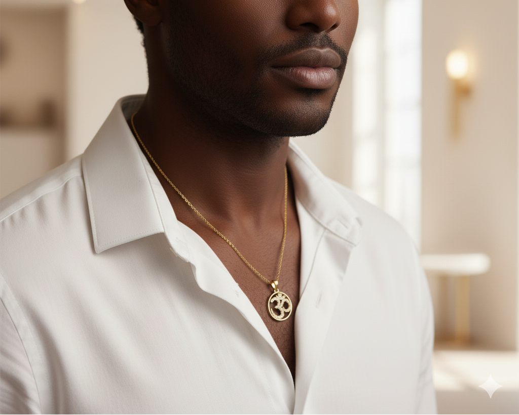 GL: Men's 18k gold-plated Om Pendant with Chain