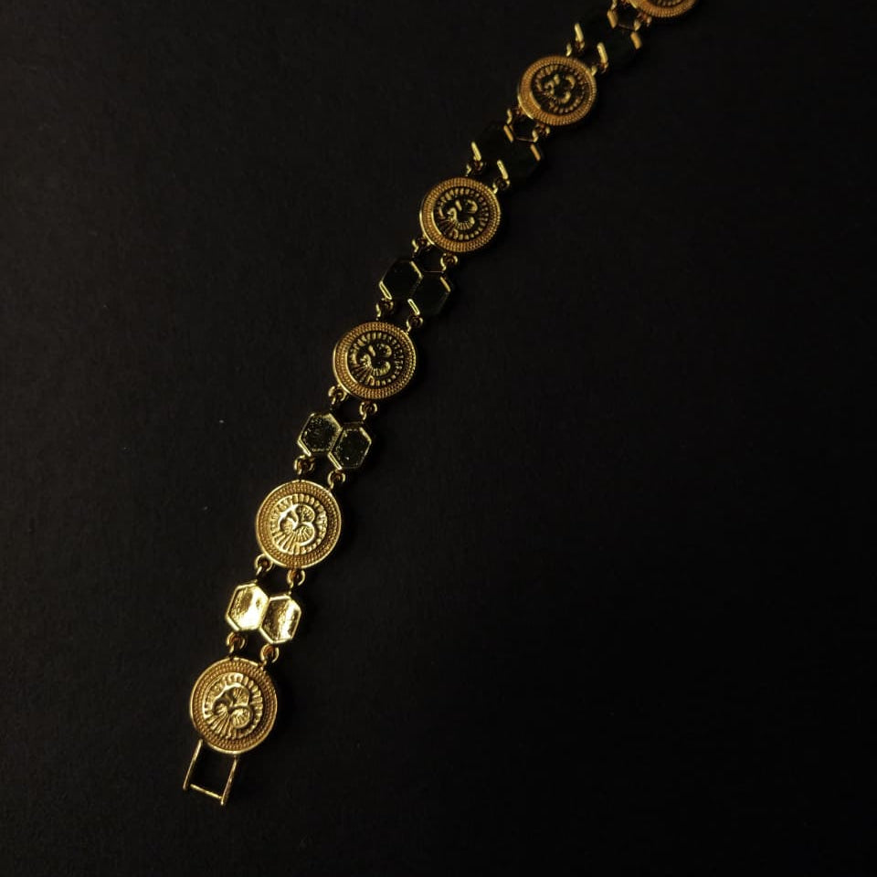 GL: Men's Gold-Plated Om Link Bracelet-Devine jewellery