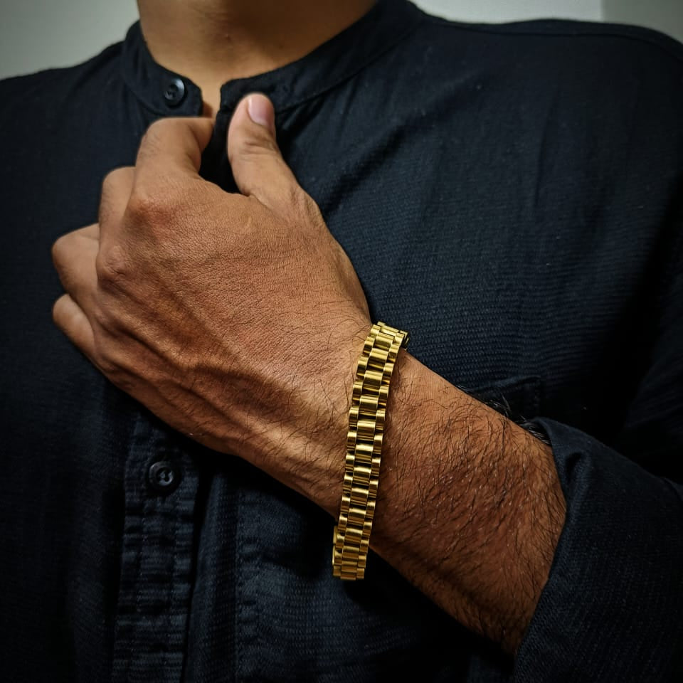 Men's Gold Plated Presidential Link Bracelet - Luxury Jewellery(6-month warranty)