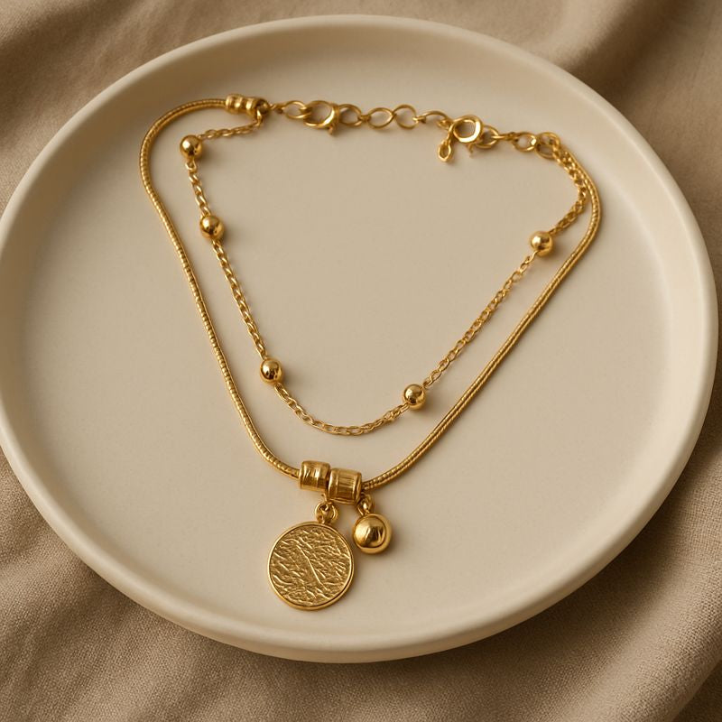 GL: 18k Gold-Plated Coin Charm Anklet for Women