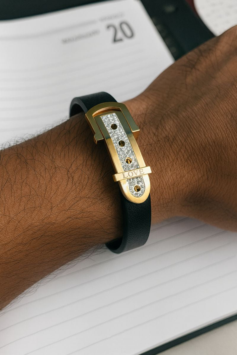 GL: Men’s Black Ceramic Stainless Steel Design Bracelet