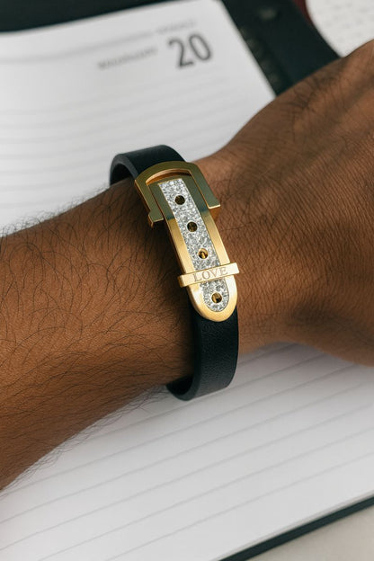 GL: Men’s Black Ceramic Stainless Steel Design Bracelet