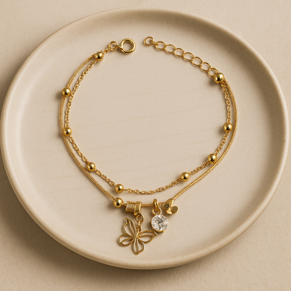 GL: 18k Gold-Plated Butterfly Charm Anklet for Women