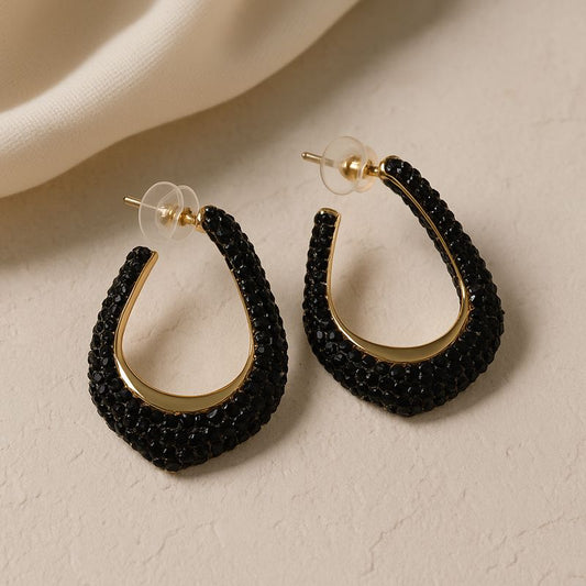 GL: 18k Gold-Plated Noir Textured Drop Earrings for Women