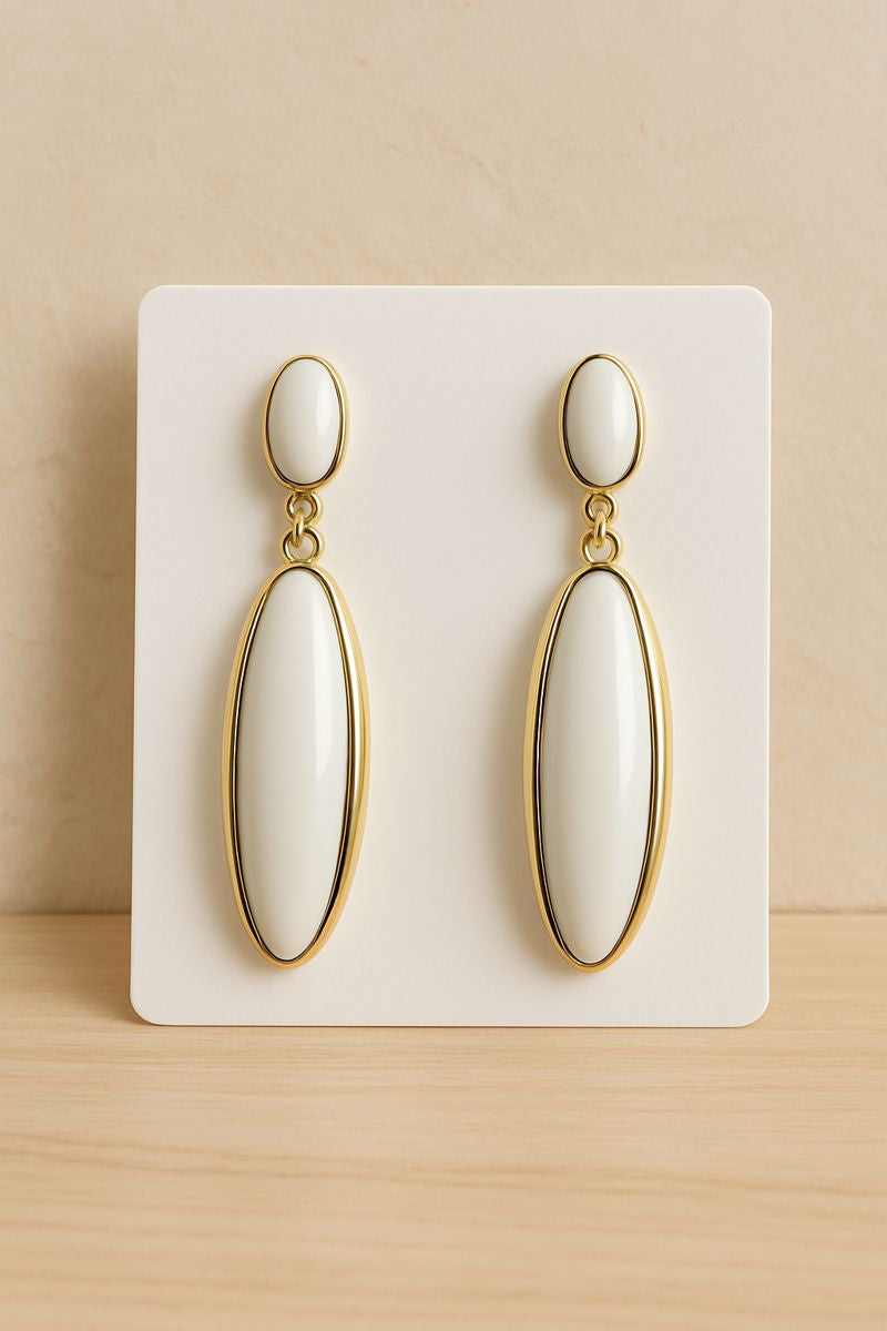 GL: Korean Minimal White Oval Drop Earrings for Women