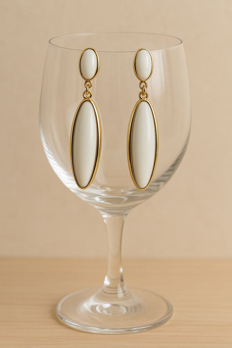 GL: Korean Minimal White Oval Drop Earrings for Women