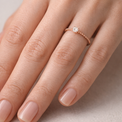Golden love jewellery: Minimal Rose Gold Solitaire Ring for Women