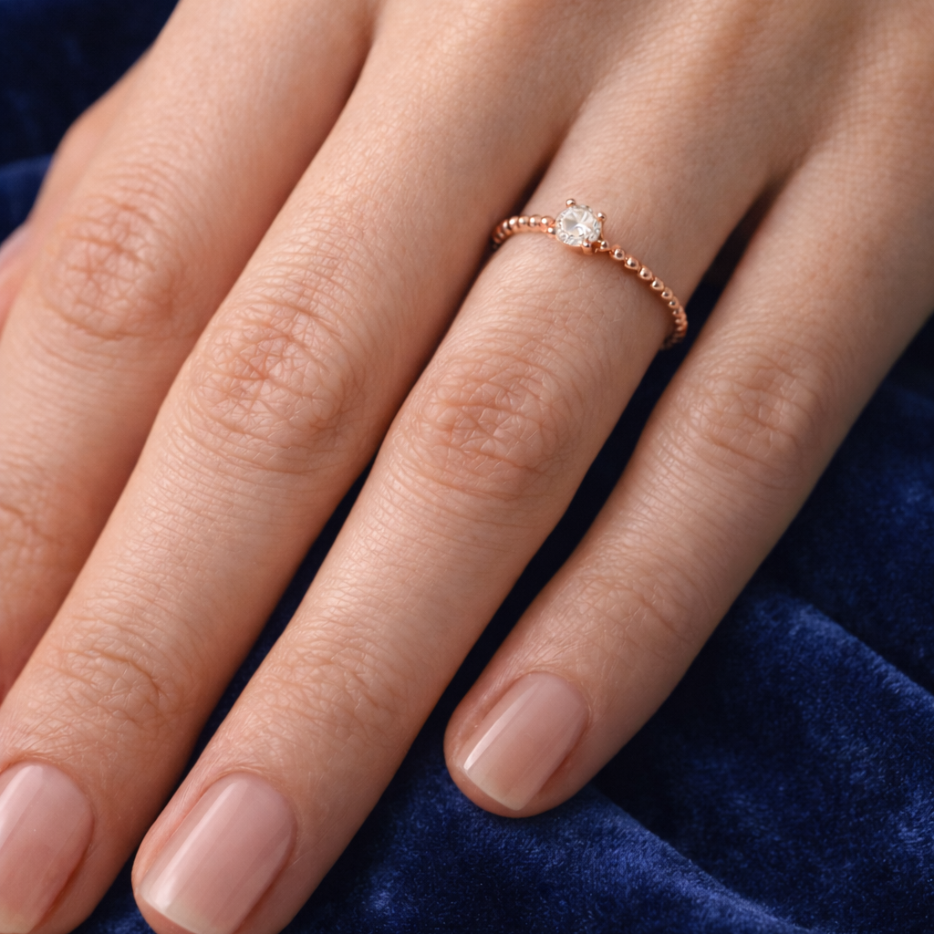 Golden love jewellery: Minimal Rose Gold Solitaire Ring for Women