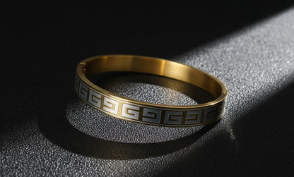 Premium Couple Bracelet Set | Gold Butterfly & Greek Key |Golden Love Jewellery