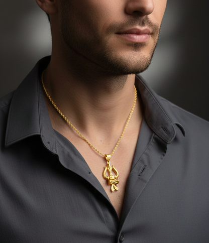 GL: Trishul with damru Pendant Chain for Men