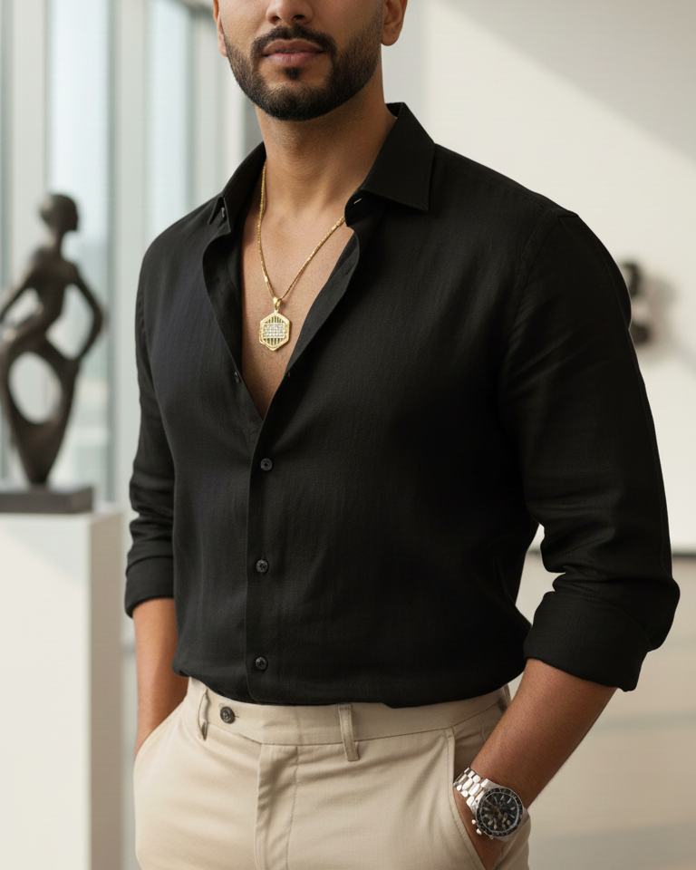 GL: 18k Golde-Plated Hexagonal Pendant with Chain for men