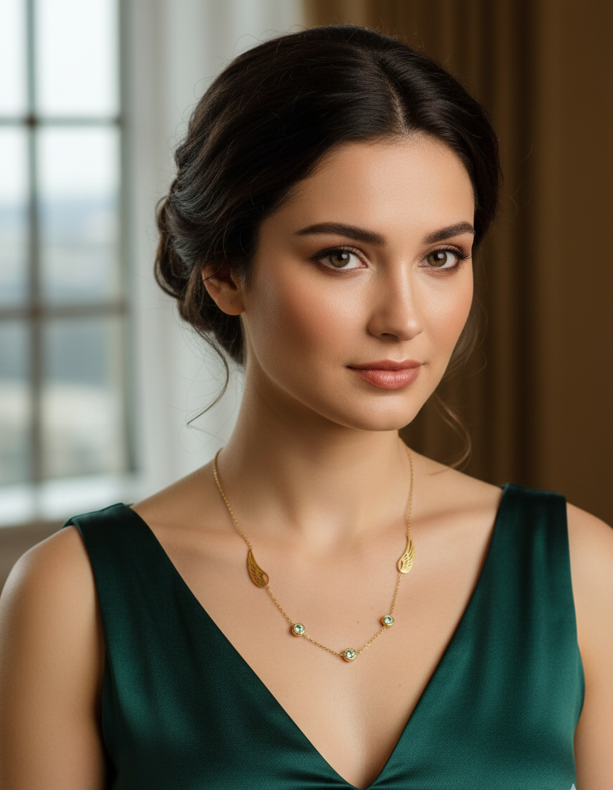 GL: 18k Gold-Plated Leaf Accent Necklace for Women
