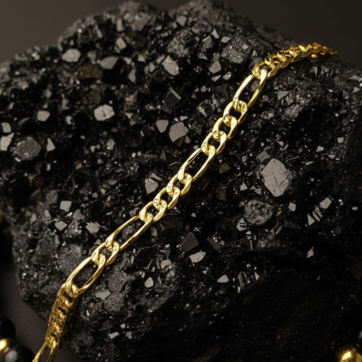 GL: Men's Premium 18K Gold Plated Figaro Chain Bracelet