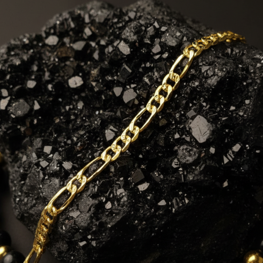 GL: Men's Premium 18K Gold Plated Figaro Chain Bracelet