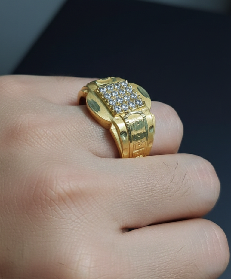 Golden Love: Midnight Gold Pave Signet Promise Ring