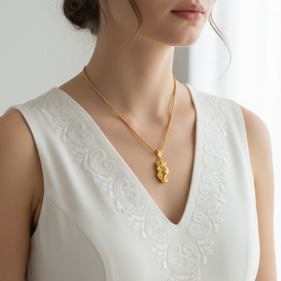 GL: Men's 18k Gold-plated Ganesh Pendant with Chain