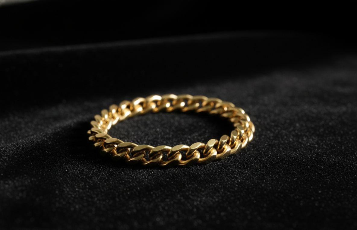 Golden Love: Gold Leaf Pendant  & Thick Curb Chain Bracelet | Couple jewellery