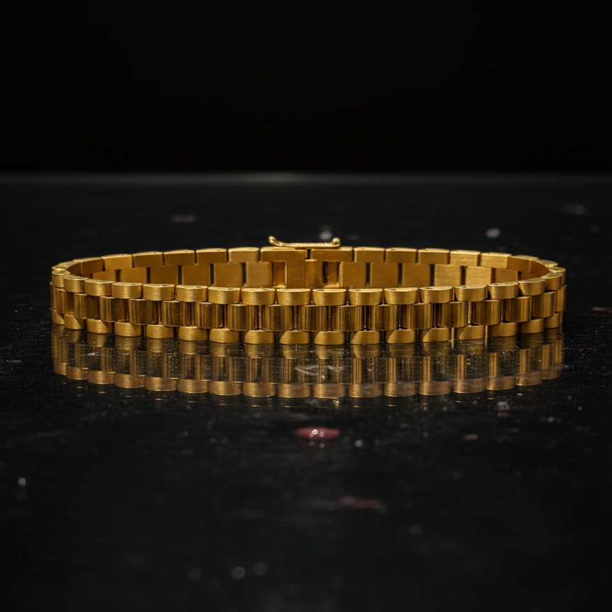 Men's Gold Plated Presidential Link Bracelet - Luxury Jewellery(6-month warranty)