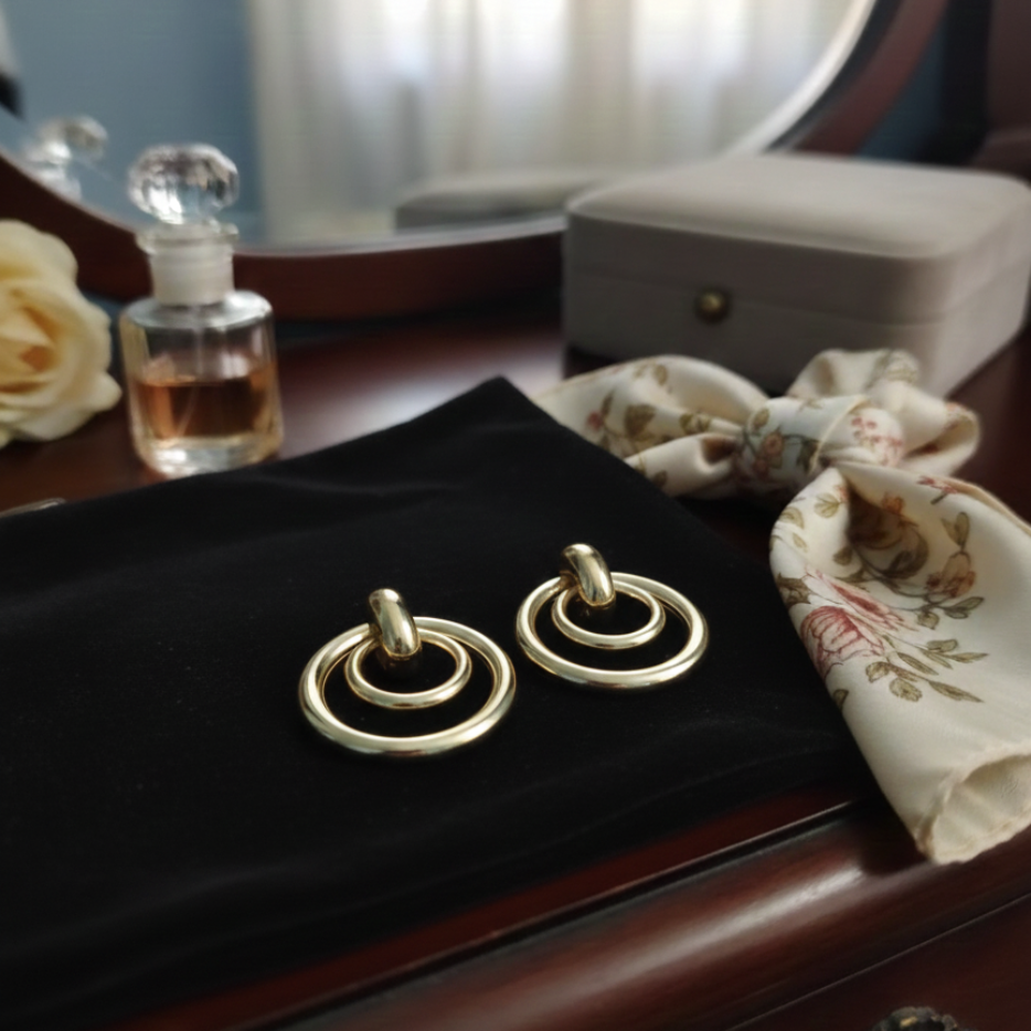 GL: Korean Minimal 18k Gold-Plated Hoop Drop Earrings