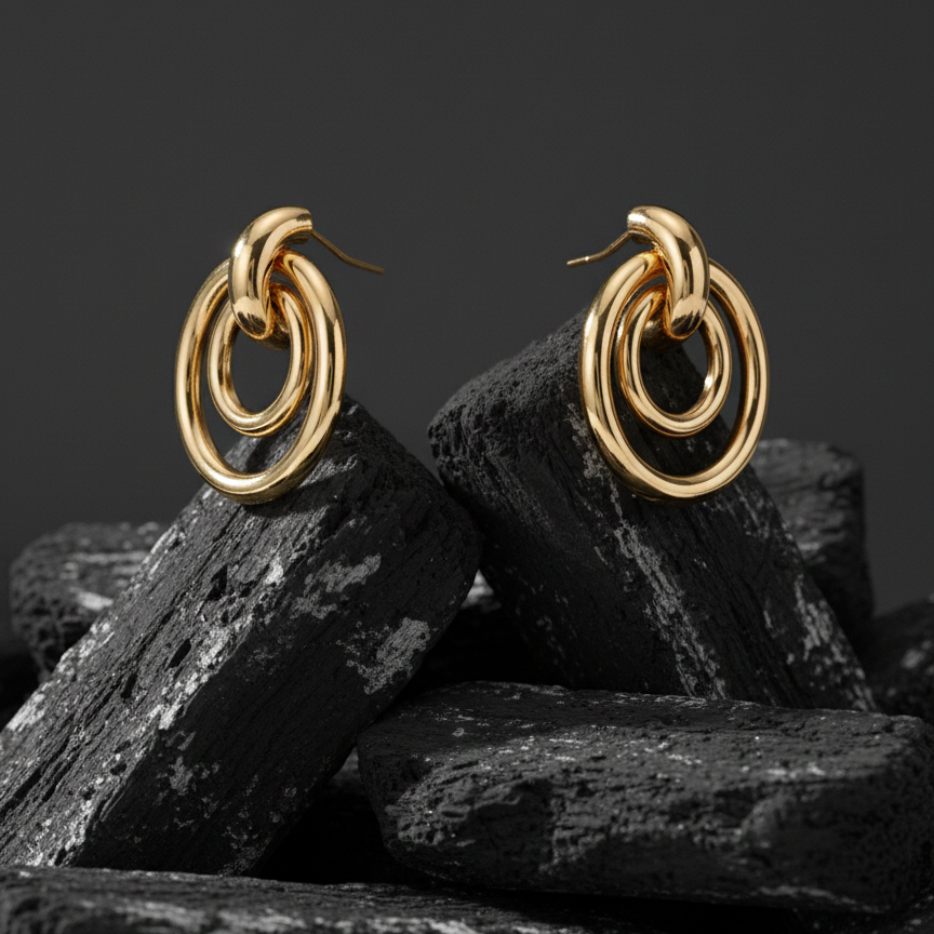 GL: Korean Minimal 18k Gold-Plated Hoop Drop Earrings