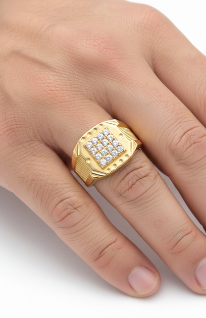 Golden Love: Men's Cluster Promise Ring