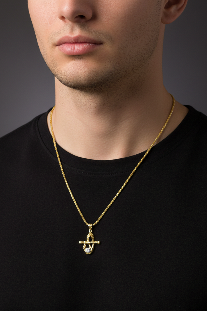 GL: Real Gold-Plated Chain with  Krishna Flute Pendant