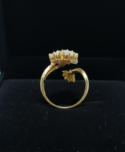 GL: Art Deco Inspired Diamond Fan Ring in Gold Plating