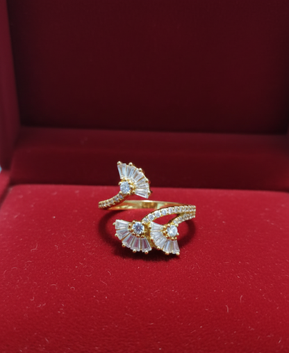 GL: Art Deco Inspired Diamond Fan Ring in Gold Plating