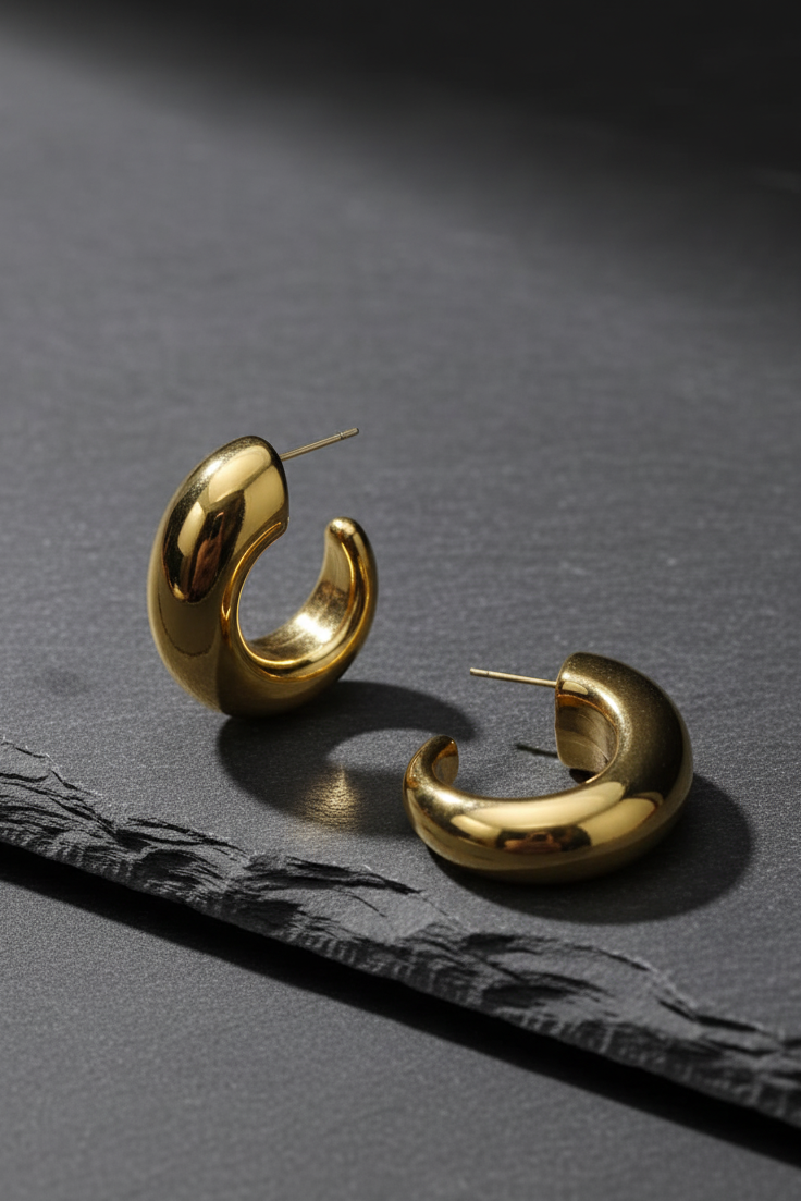 GL: Anti-Tarnish Gold-Plated Korean Dome Hoop Earrings