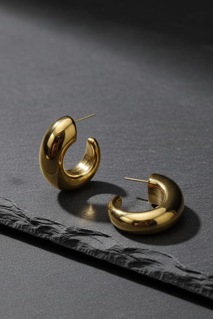 GL: Anti-Tarnish Gold-Plated Korean Dome Hoop Earrings