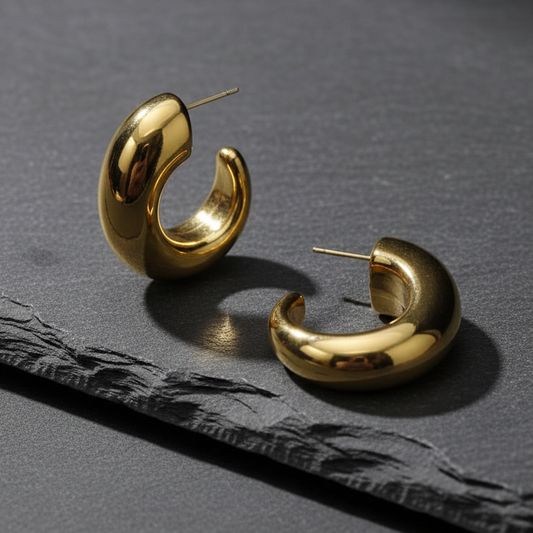Golden Love:  Korean Dome Hoop Earrings | Anti-Tarnish Gold-Plated jewellery