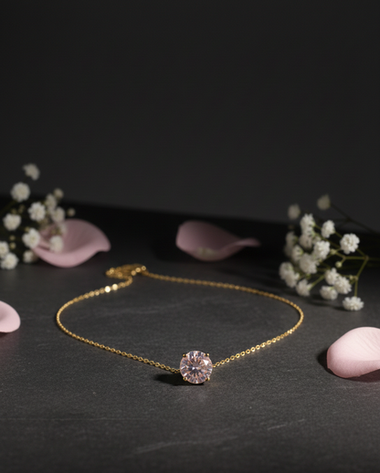 Golden Love: Gold Diamond Pendant & Triple Stone Bracelet Set | Couple Jewellery