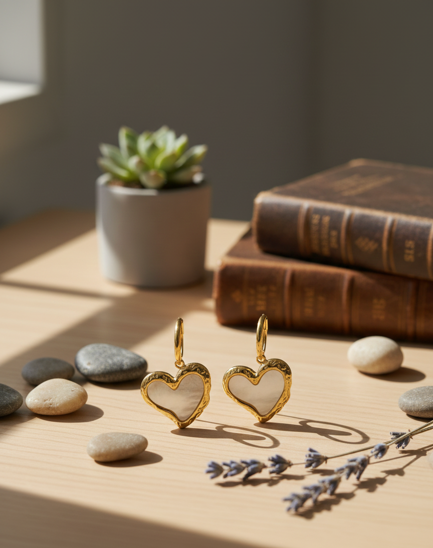 GL: Gold Heart Drop Earrings for Women