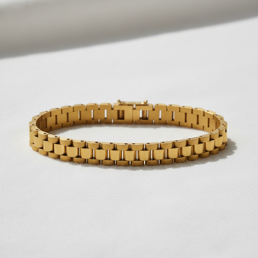 Men's Gold Plated Presidential Link Bracelet - Luxury Jewellery(6-month warranty)