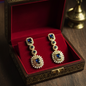 Golden Love: Royal Blue Stone Long Earrings with AD stone