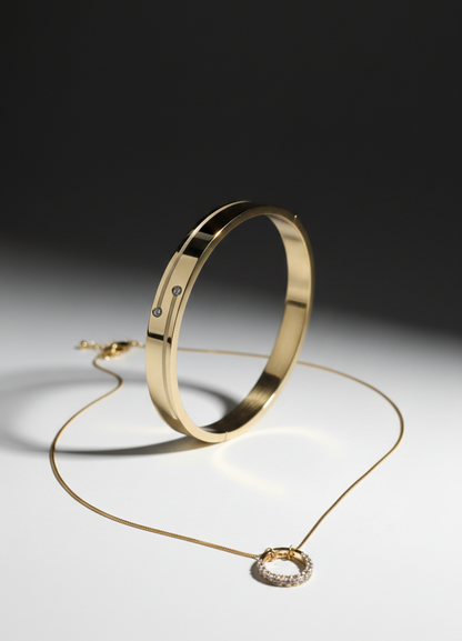 Golden love : Gold Ring Pendent Chain and Bracelet |Couple jewellery