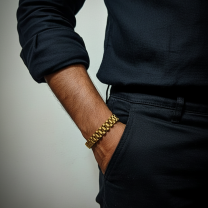 Men's Gold Plated Presidential Link Bracelet - Luxury Jewellery(6-month warranty)