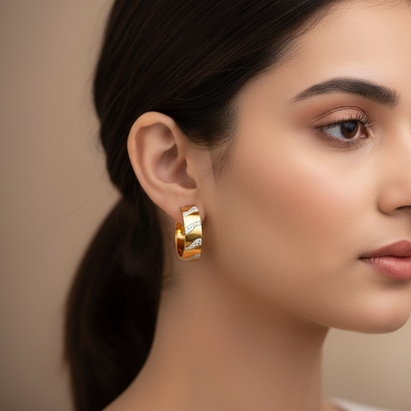 GL: Korean Style 18k Gold-Plated  Hoop Earrings for woman's