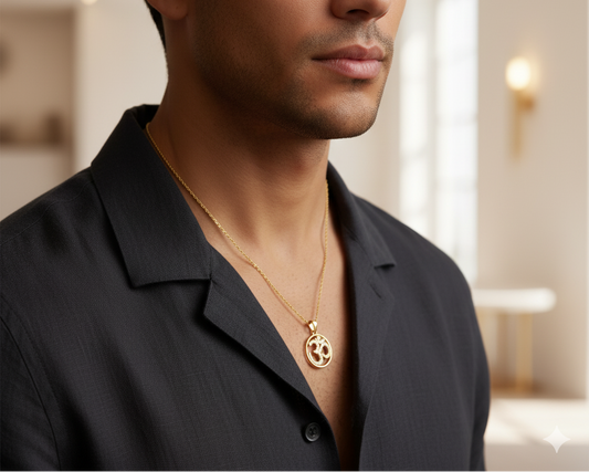 GL: Men's 18k gold-plated Om Pendant with Chain