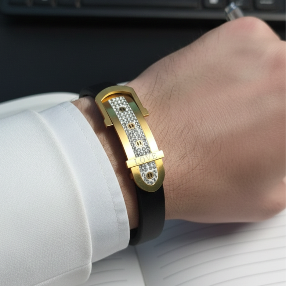 GL: Men’s Black Ceramic Stainless Steel Design Bracelet