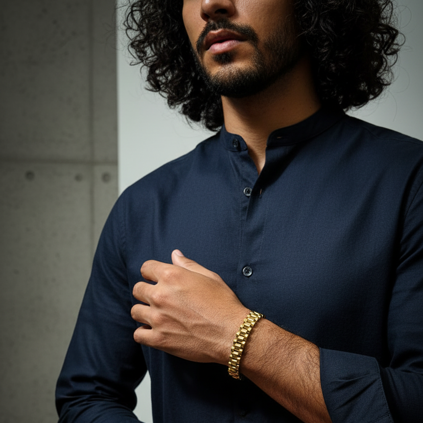 Men's Gold Plated Presidential Link Bracelet - Luxury Jewellery(6-month warranty)