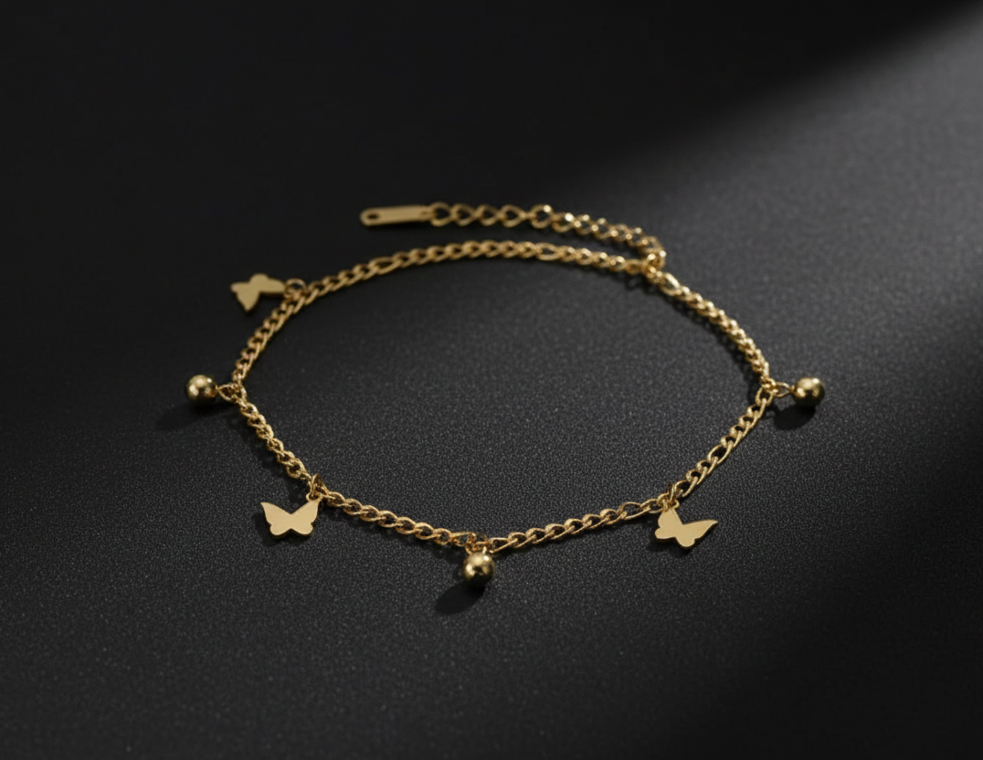 Premium Couple Bracelet Set | Gold Butterfly & Greek Key |Golden Love Jewellery