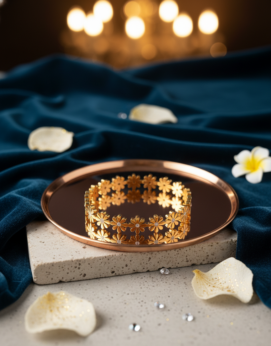 GL: 18K Gold Plated Floral Woman's Bracelet