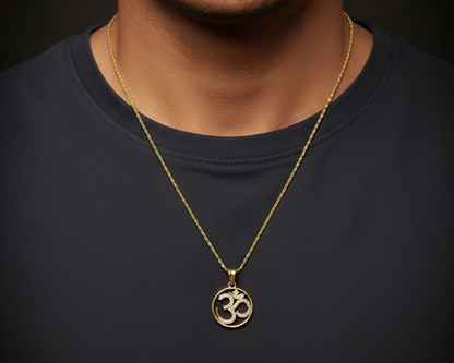 GL: Men's 18k gold-plated Om Pendant with Chain