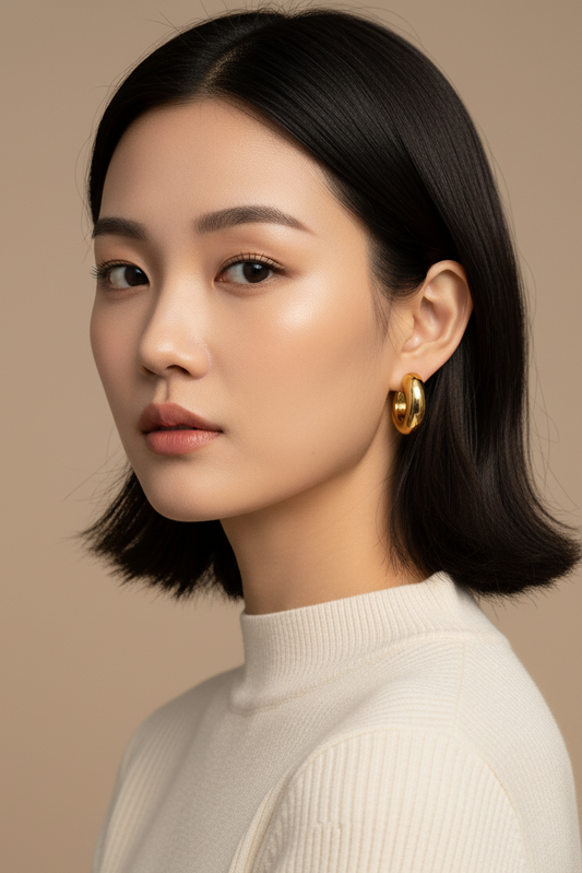 GL: Anti-Tarnish Gold-Plated Korean Dome Hoop Earrings