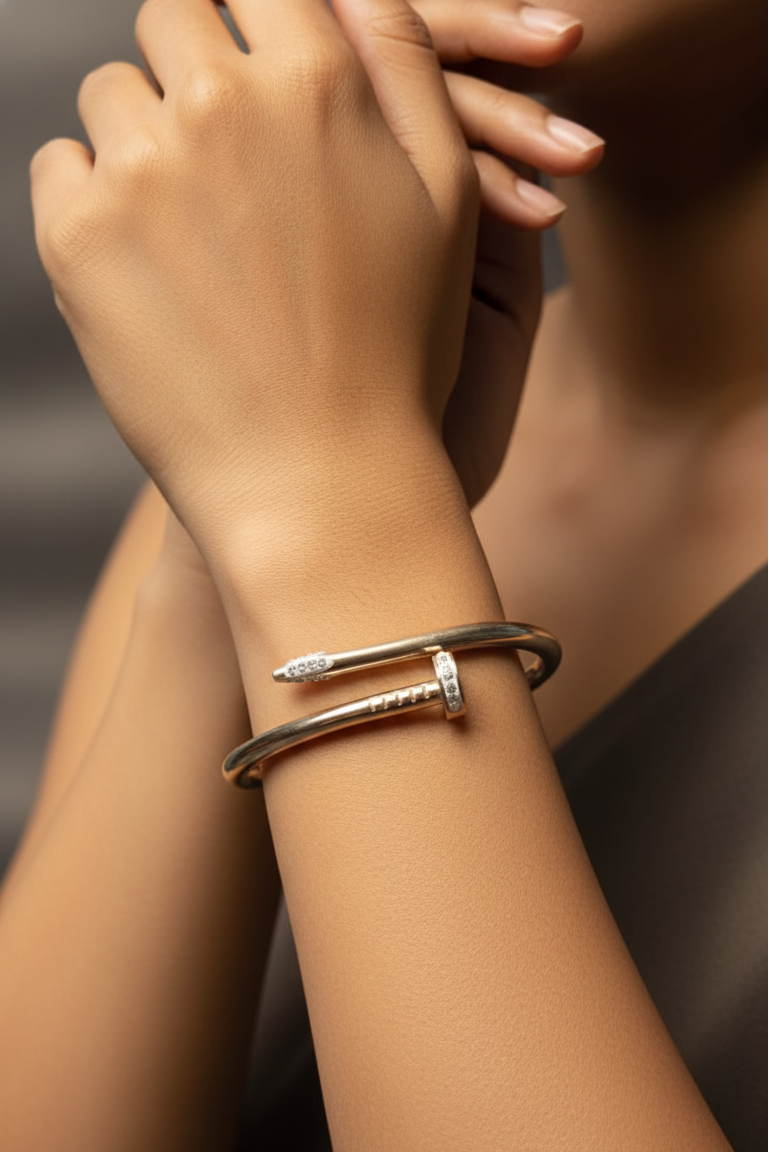 GL: Cartier Inspired Nail Head Gold plated Bracelet